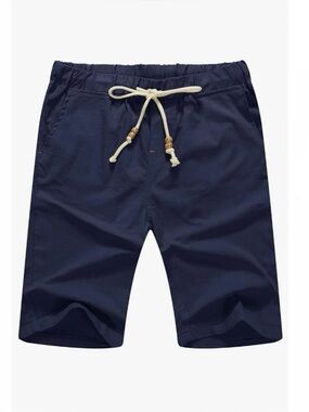 Amazon Essentials Sailwind Linen Shorts Navy Blue Drawstring Waist Mens XL NWT